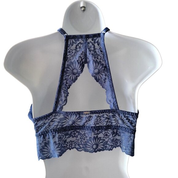 PINK Victoria's Secret Wildflower Lace Bralette Halter Neck Design Push Up -M - Picture 3 of 11